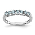 10k White Gold Aquamarine and Diamond 7-stone Ring