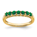 14k Created Emerald and Diamond 7-stone Ring