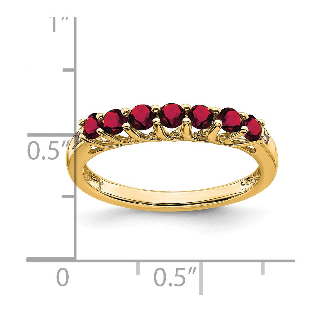 14k Created Ruby and Diamond 7-stone Ring
