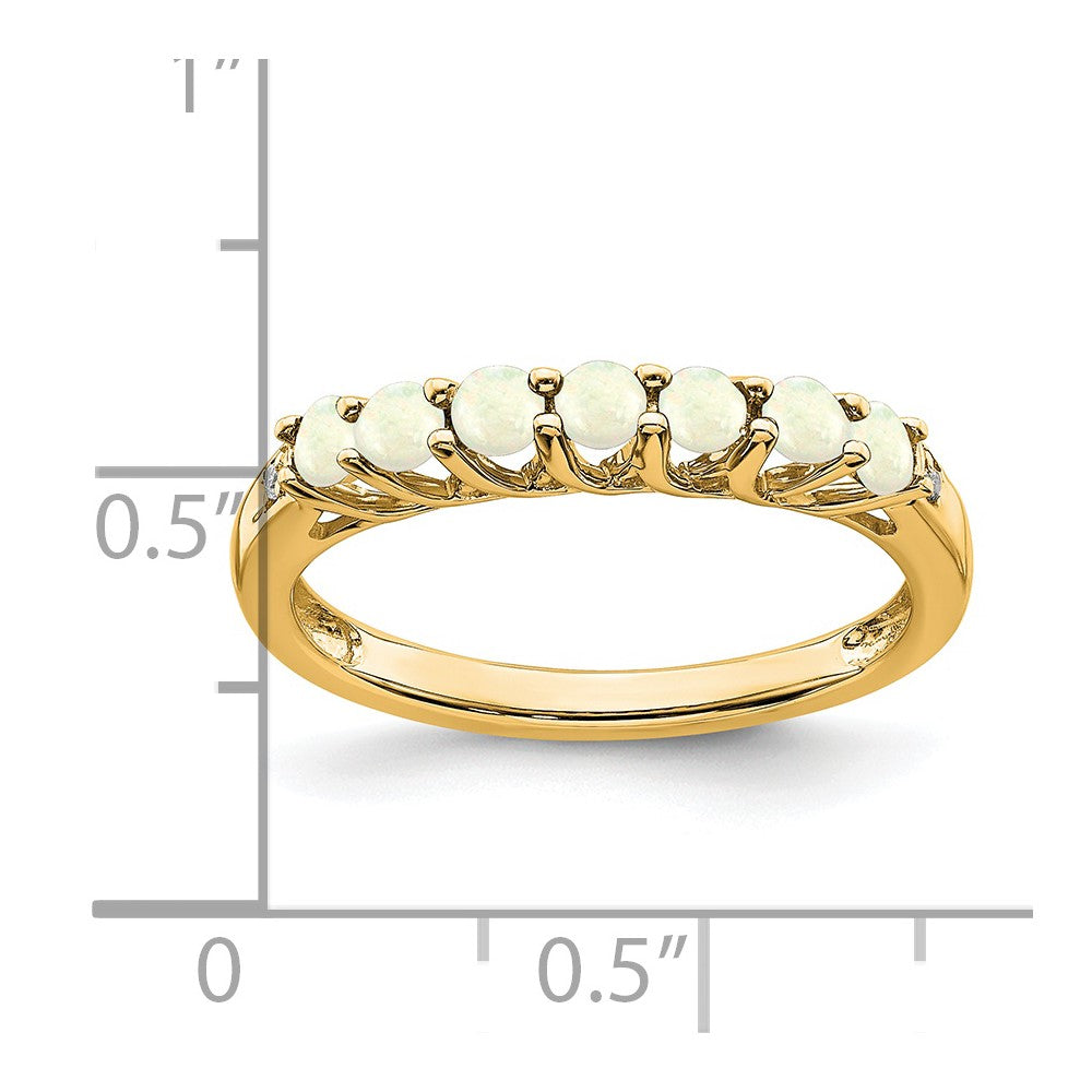 14k Created Opal and Diamond 7-stone Ring