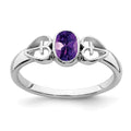 Sterling Silver Rhodium-plated Amethyst Ring