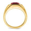 14k Square Created Ruby and Diamond Mens Ring