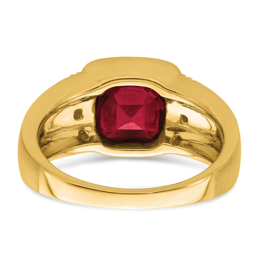 14k Created Ruby and Diamond Mens Ring