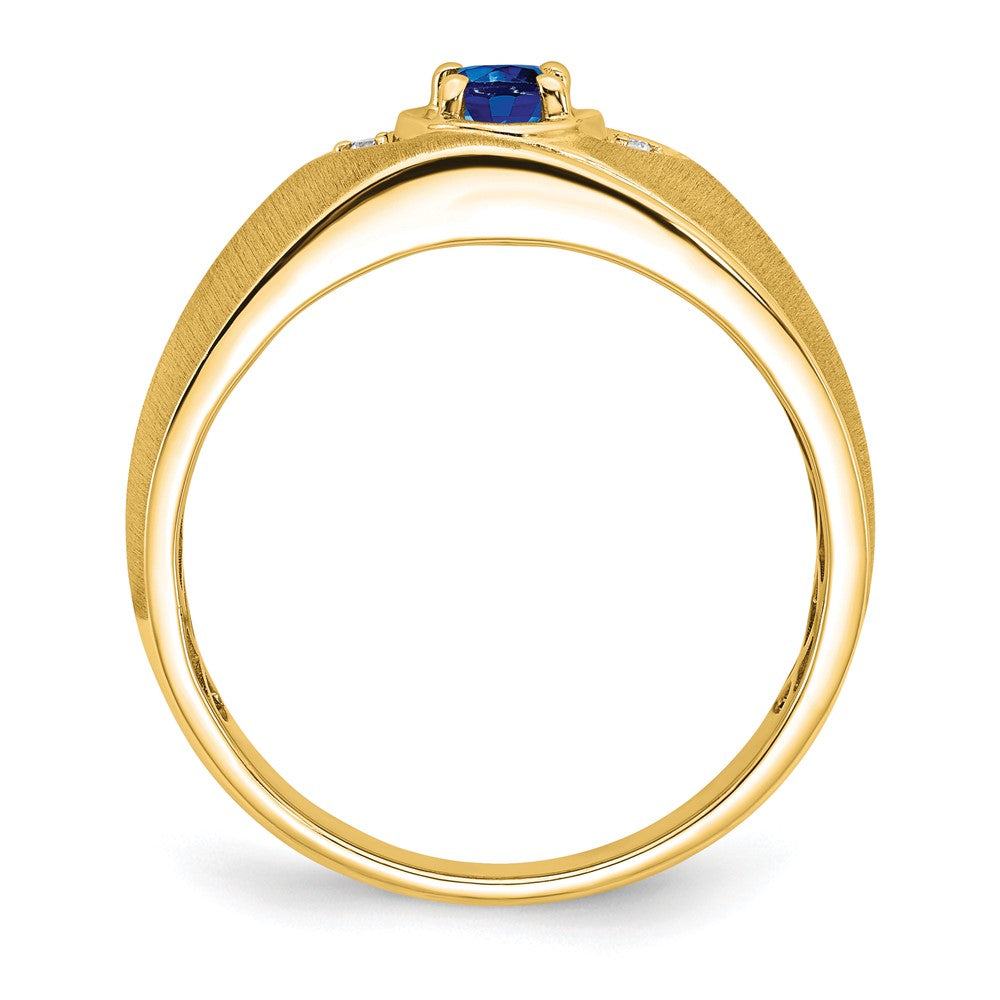 14k Oval Sapphire and Diamond Mens Ring
