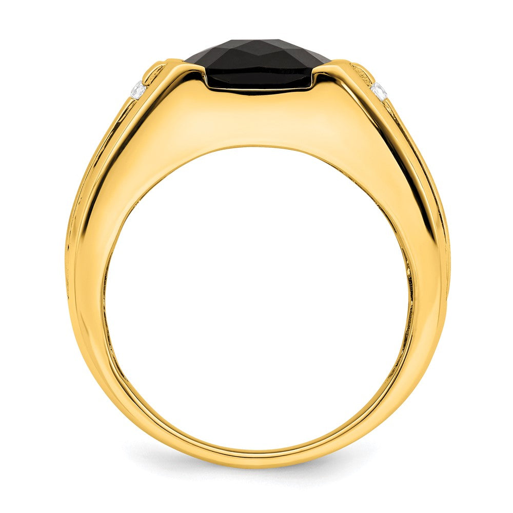 14k Onyx and Diamond Mens Ring