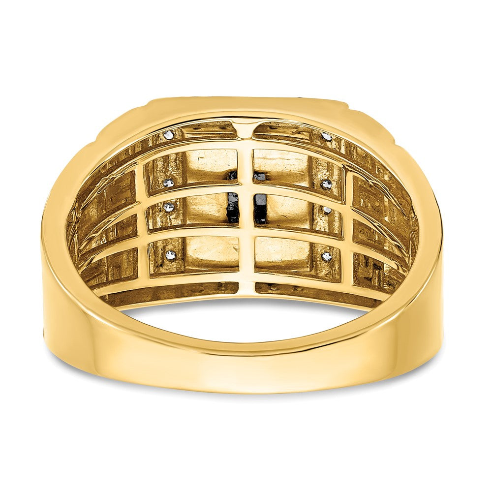 14k Onyx and Diamond Greek Key Design Mens Ring