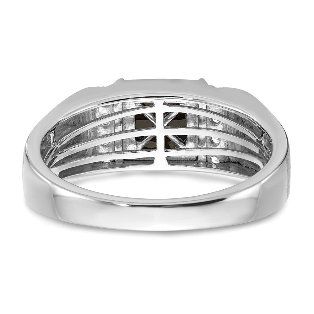 14k White Gold Square Onyx and Diamond Mens Ring