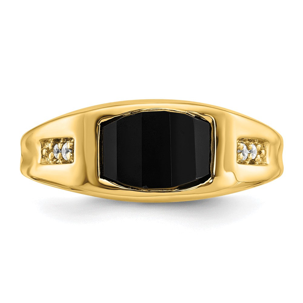 14k Onyx and Diamond Mens Ring