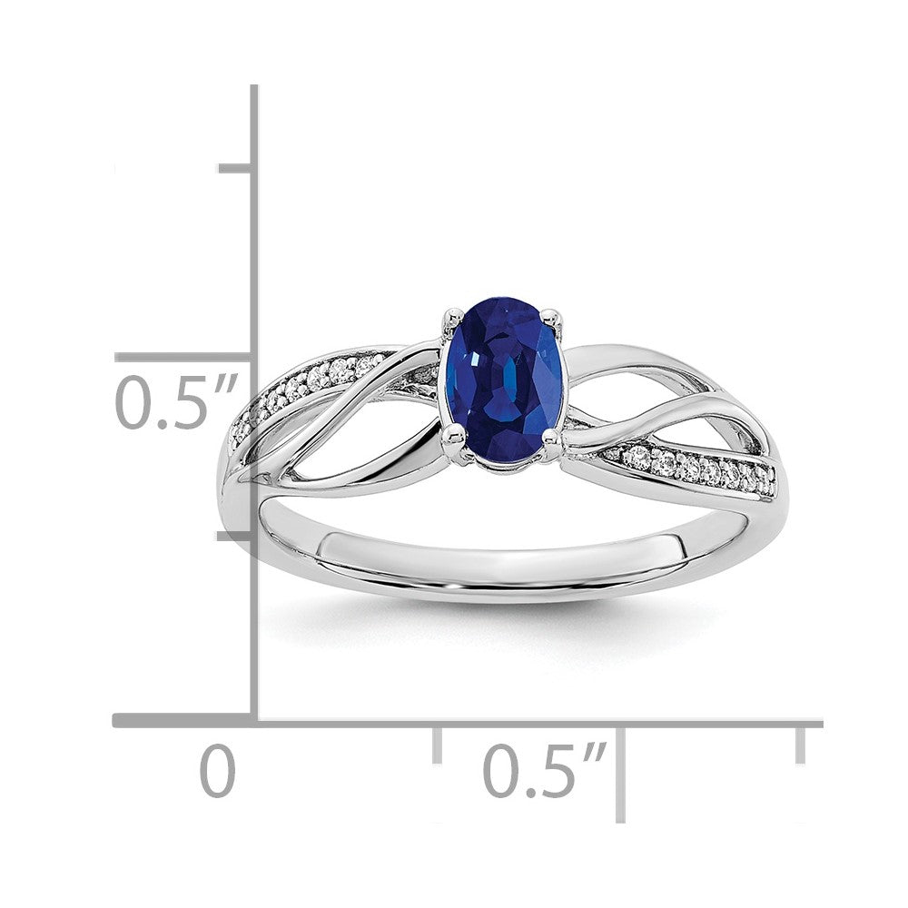 14k White Gold Polished Sapphire and Diamond Ring