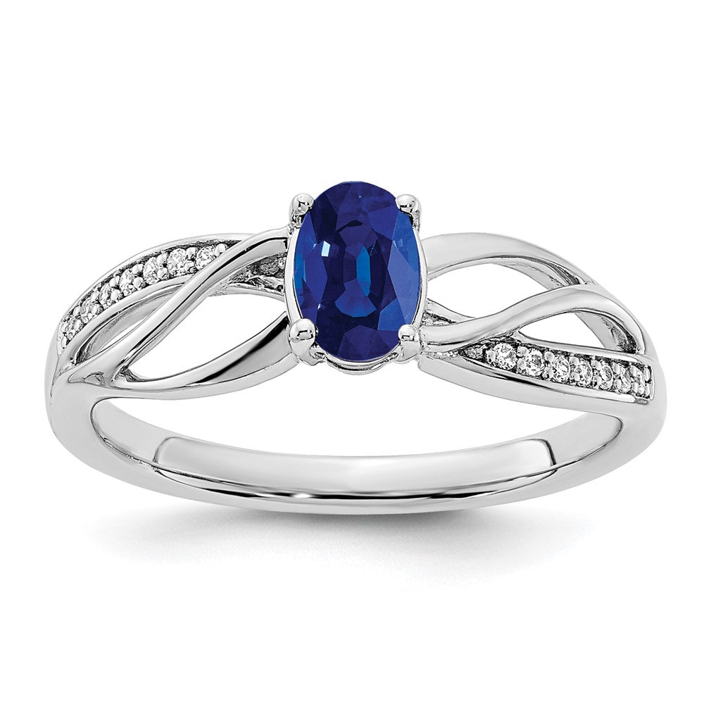 14k Yellow Gold Polished Sapphire and Diamond Ring