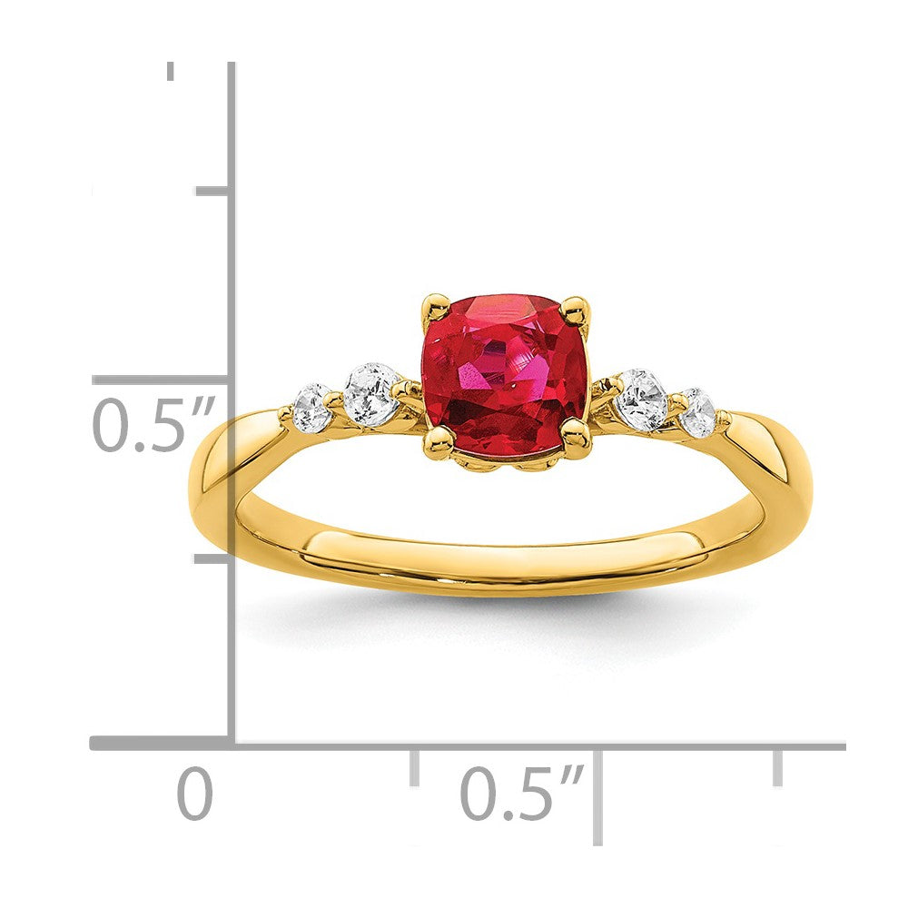 14k Gold Polished Ruby and Diamond Ring