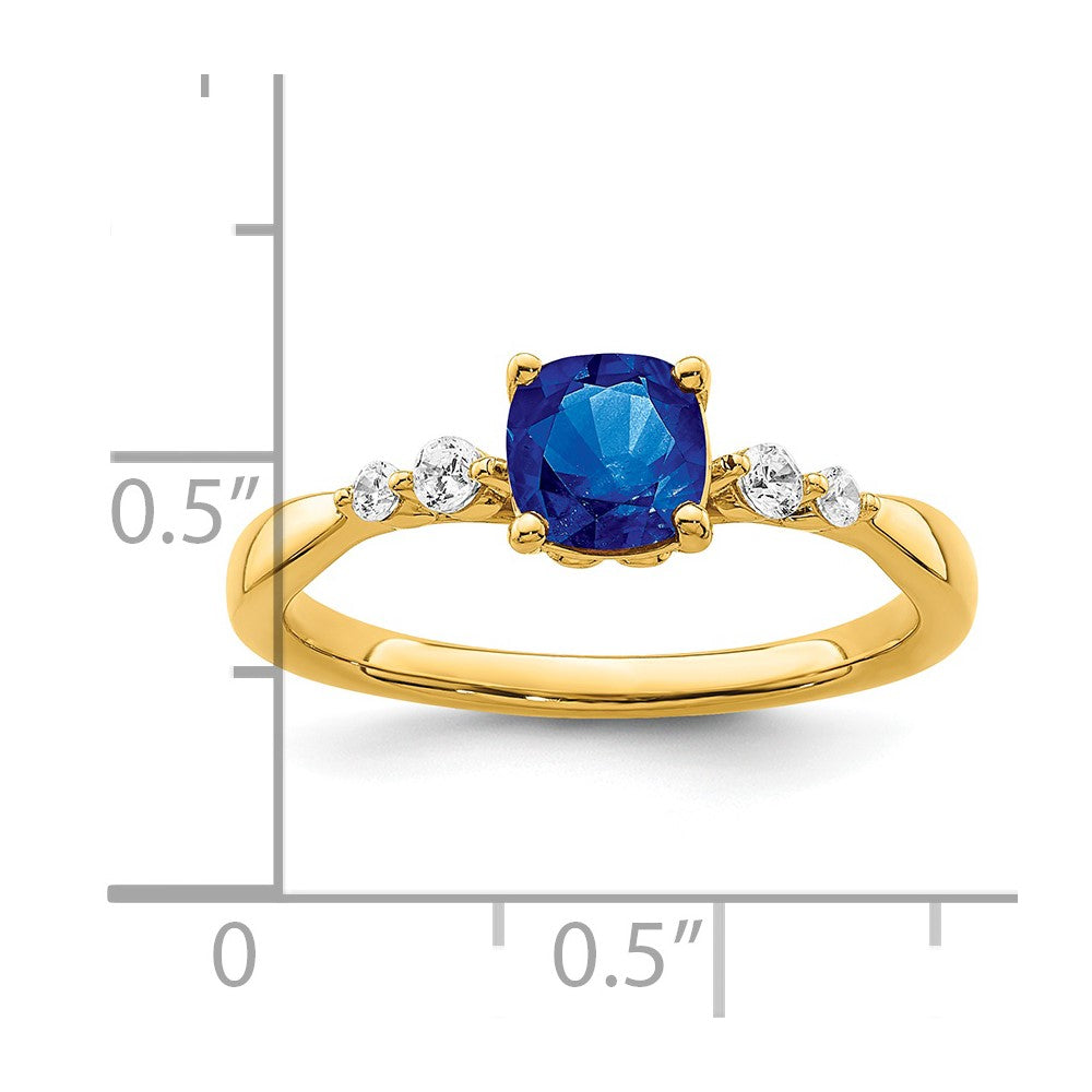 14k Gold Polished Sapphire and Diamond Ring