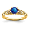 14k White Gold Polished Sapphire and Diamond Ring