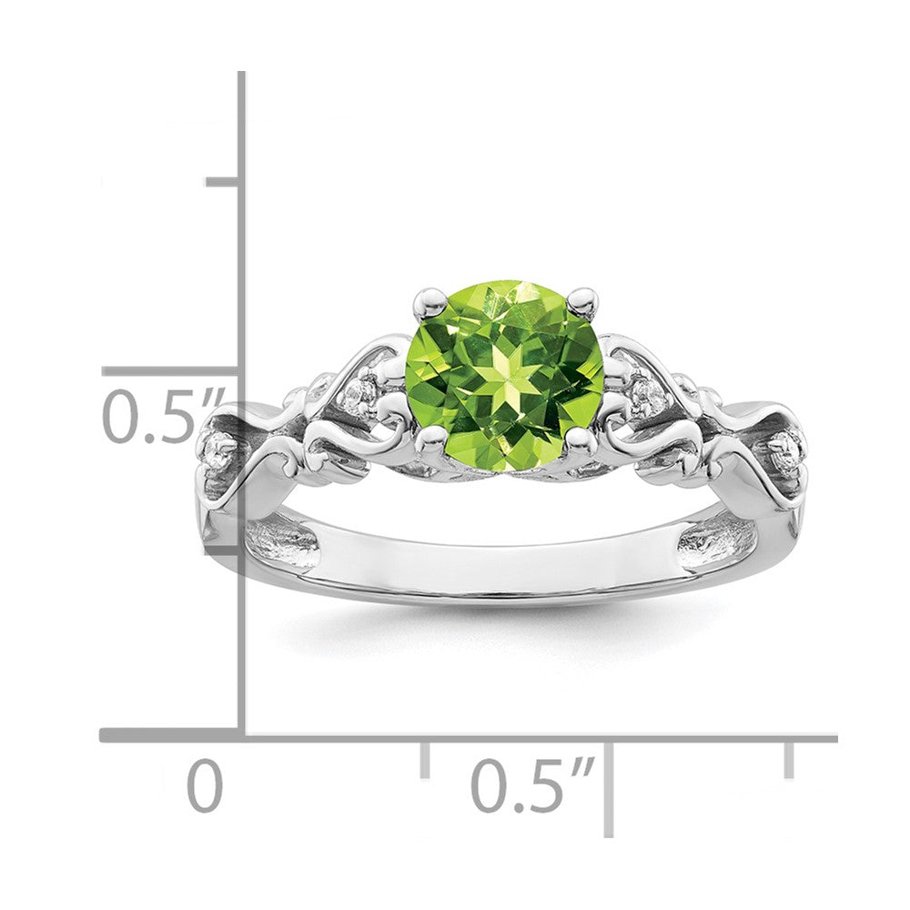 14k White Gold Polished Peridot and Diamond Ring