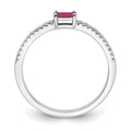 14k White Gold Polished Ruby and Diamond Ring