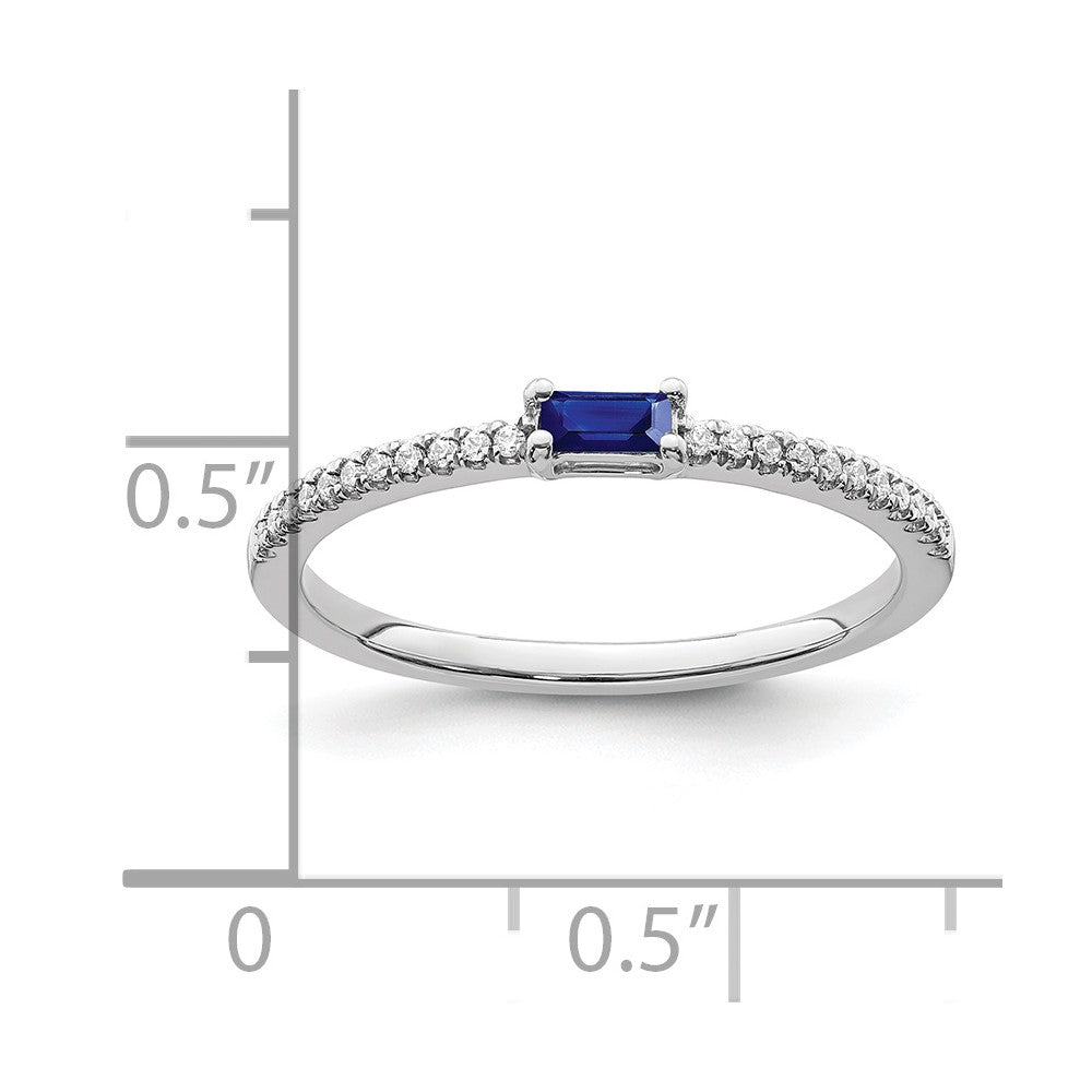 14k White Gold Polished Sapphire and Diamond Ring