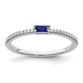 14k White Gold Polished Sapphire and Diamond Ring