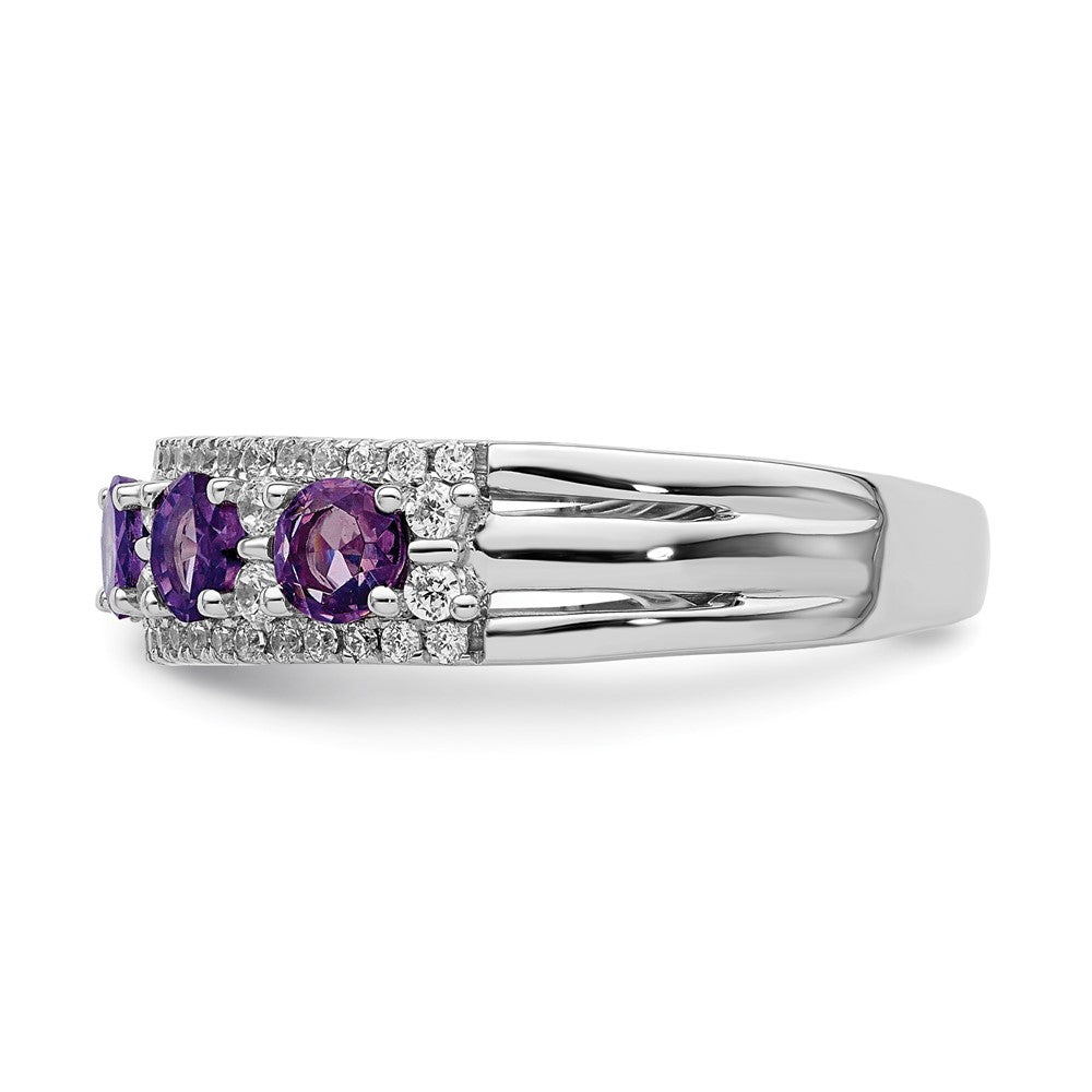 14k Yellow Gold Polished Amethyst and Diamond Ring