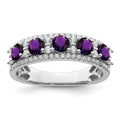 14k Yellow Gold Polished Amethyst and Diamond Ring