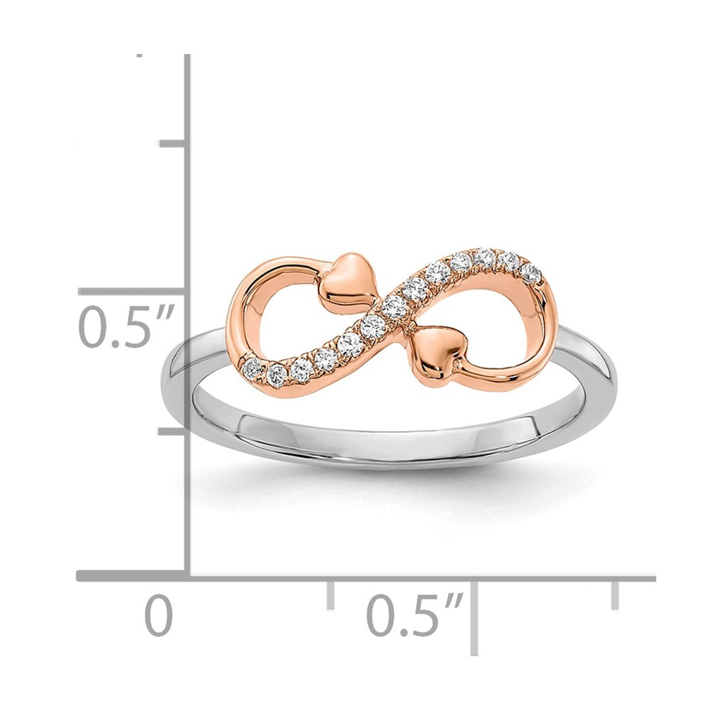 10K Two-tone White & Rose Polished Infinity Hearts Diamond Ring