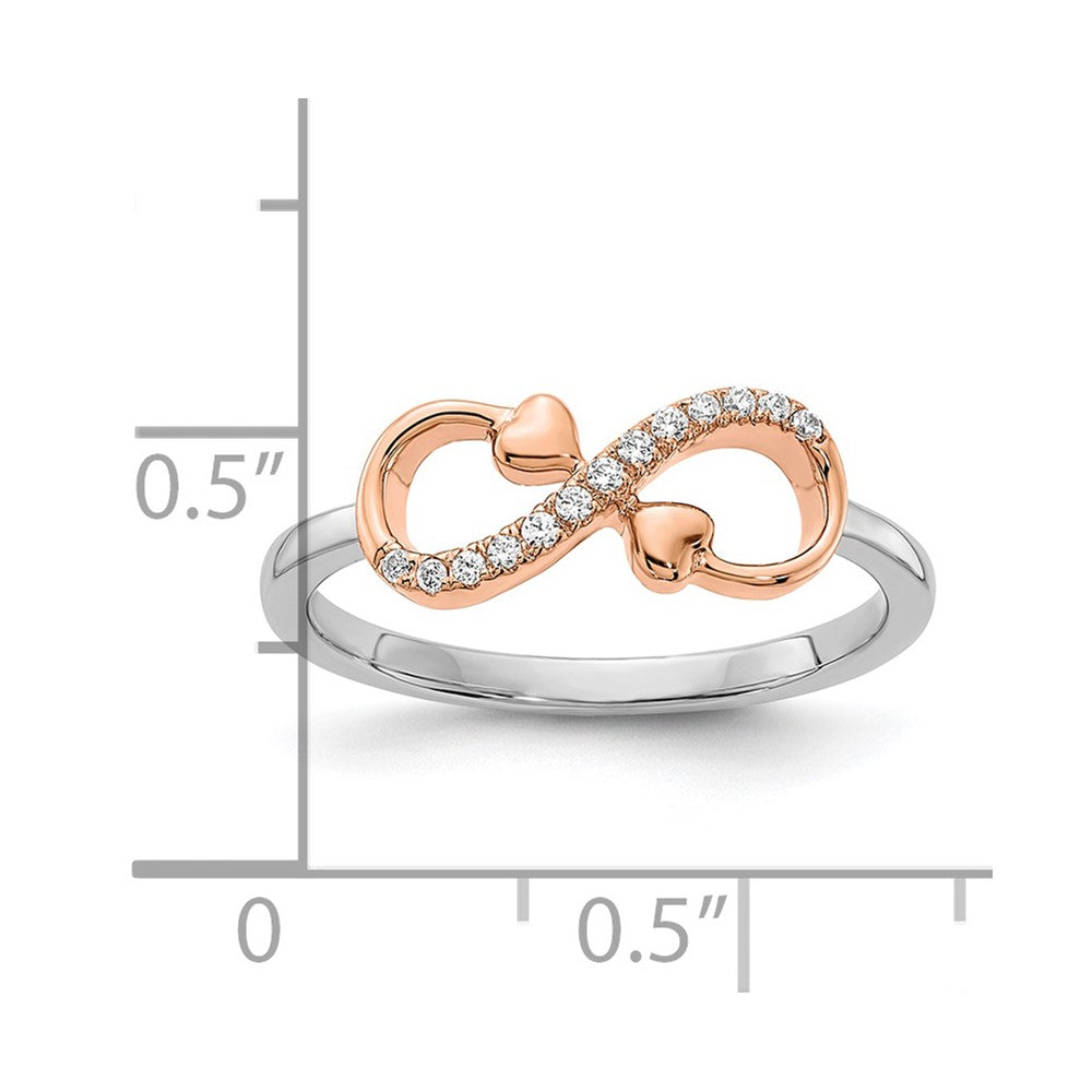 14k Two-tone White & Rose Polished Infinity Hearts Diamond Ring