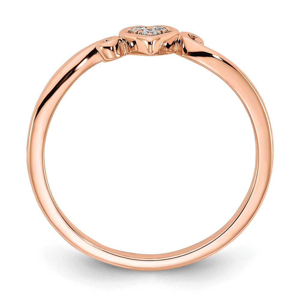 10K Rose Gold Polished Heart Diamond Ring