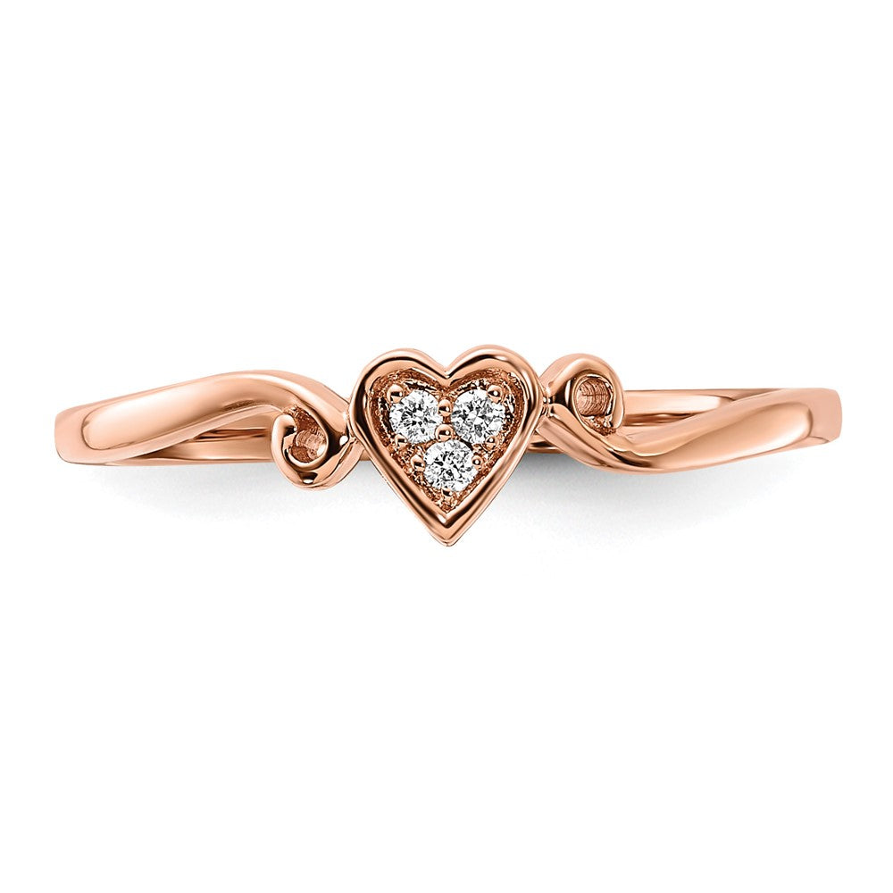 14k Rose Gold Polished Heart Diamond Ring