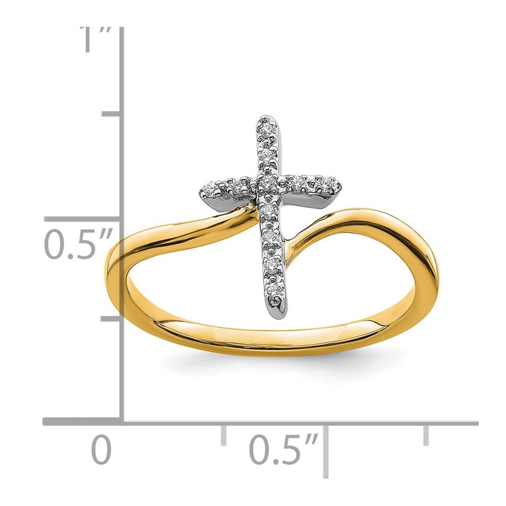 14k Two-tone Polished Cross Diamond Ring