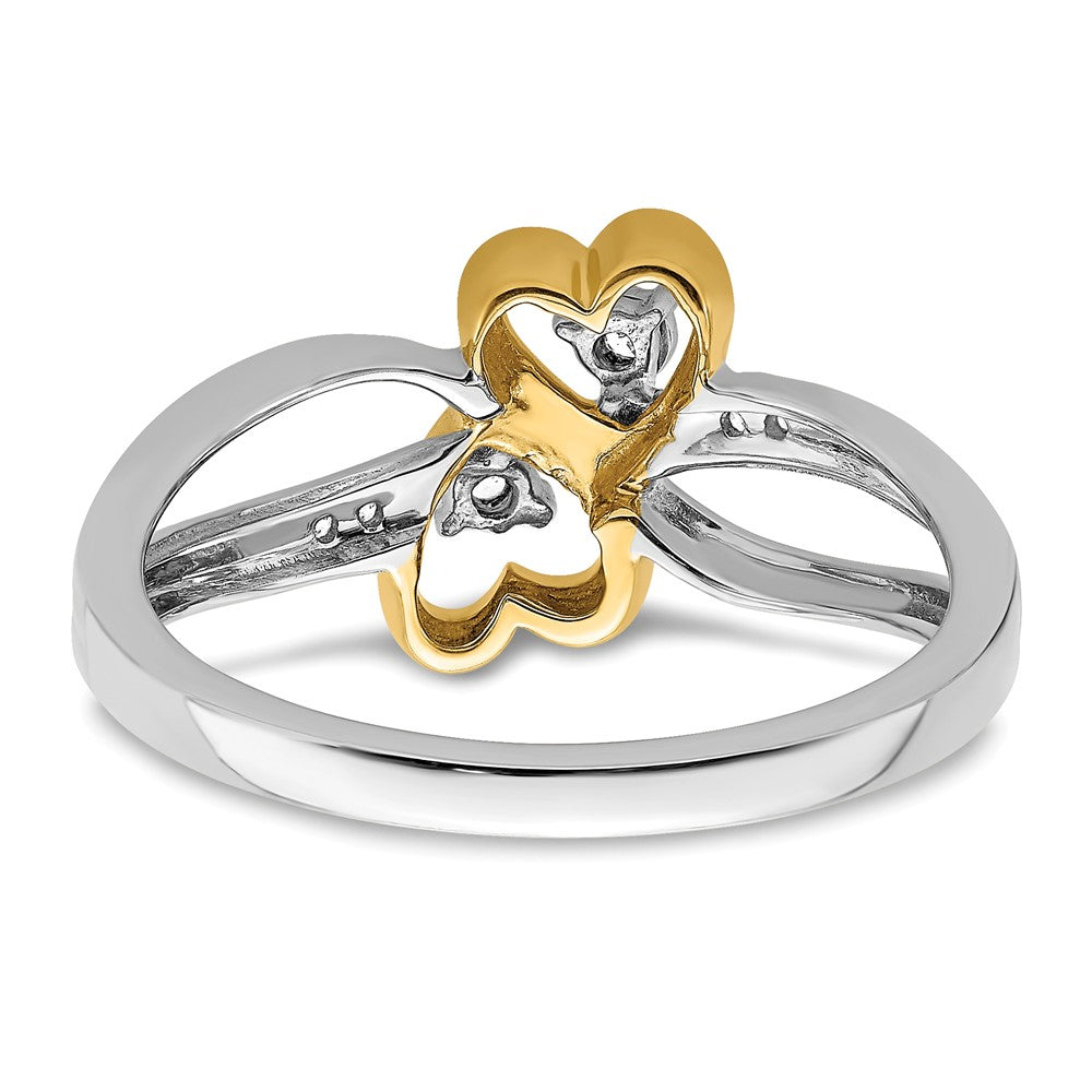 14k Two-tone Polished Double Heart Diamond Ring