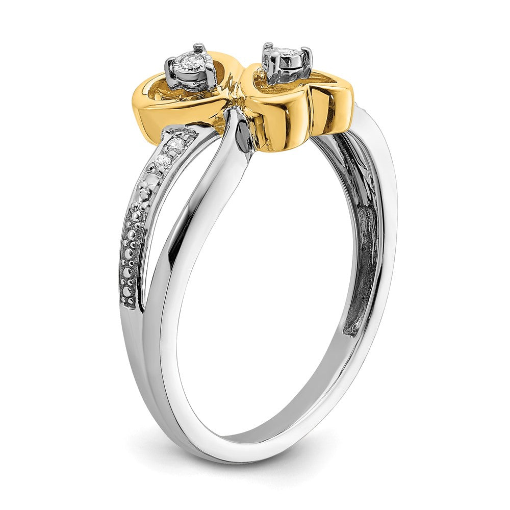 14k Two-tone Polished Double Heart Diamond Ring