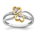 14k Two-tone Polished Double Heart Diamond Ring