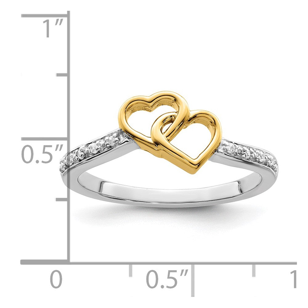 14k Two-tone Polished Double Heart Diamond Ring