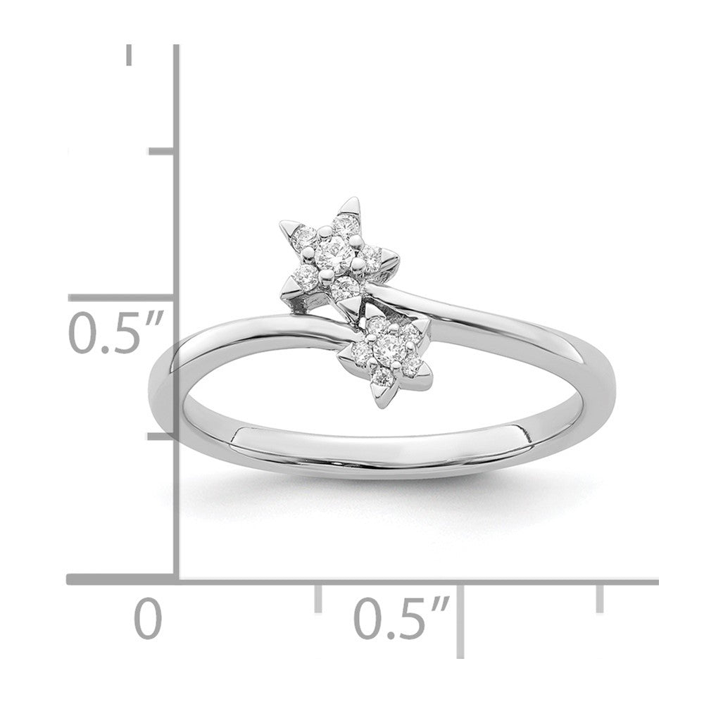 14k White Gold Diamond star bypass Diamond Ring