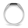 14k White Gold Polished & Satin Onyx & Diamond Mens Ring