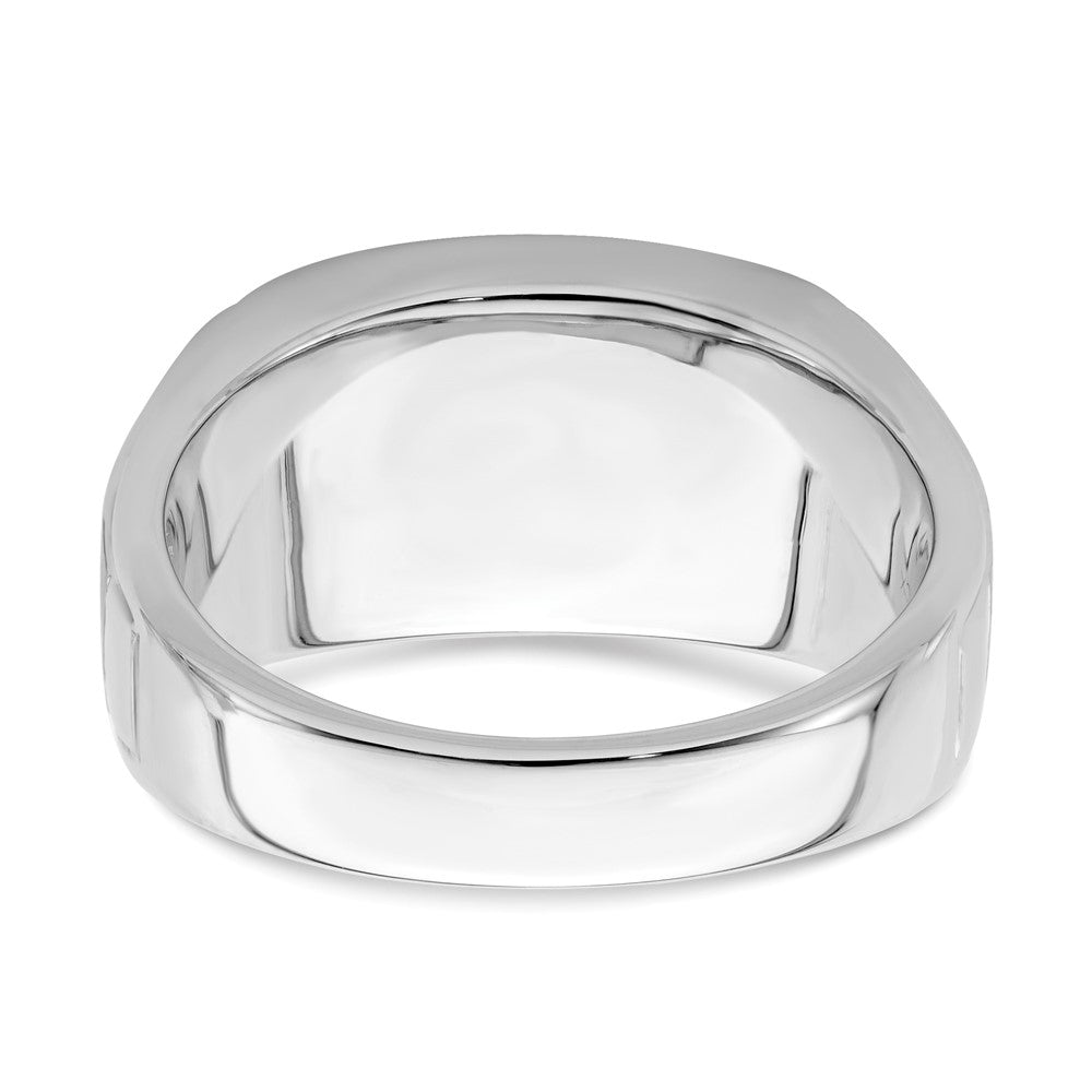 14k White Gold Polished & Satin Onyx & Diamond Mens Ring
