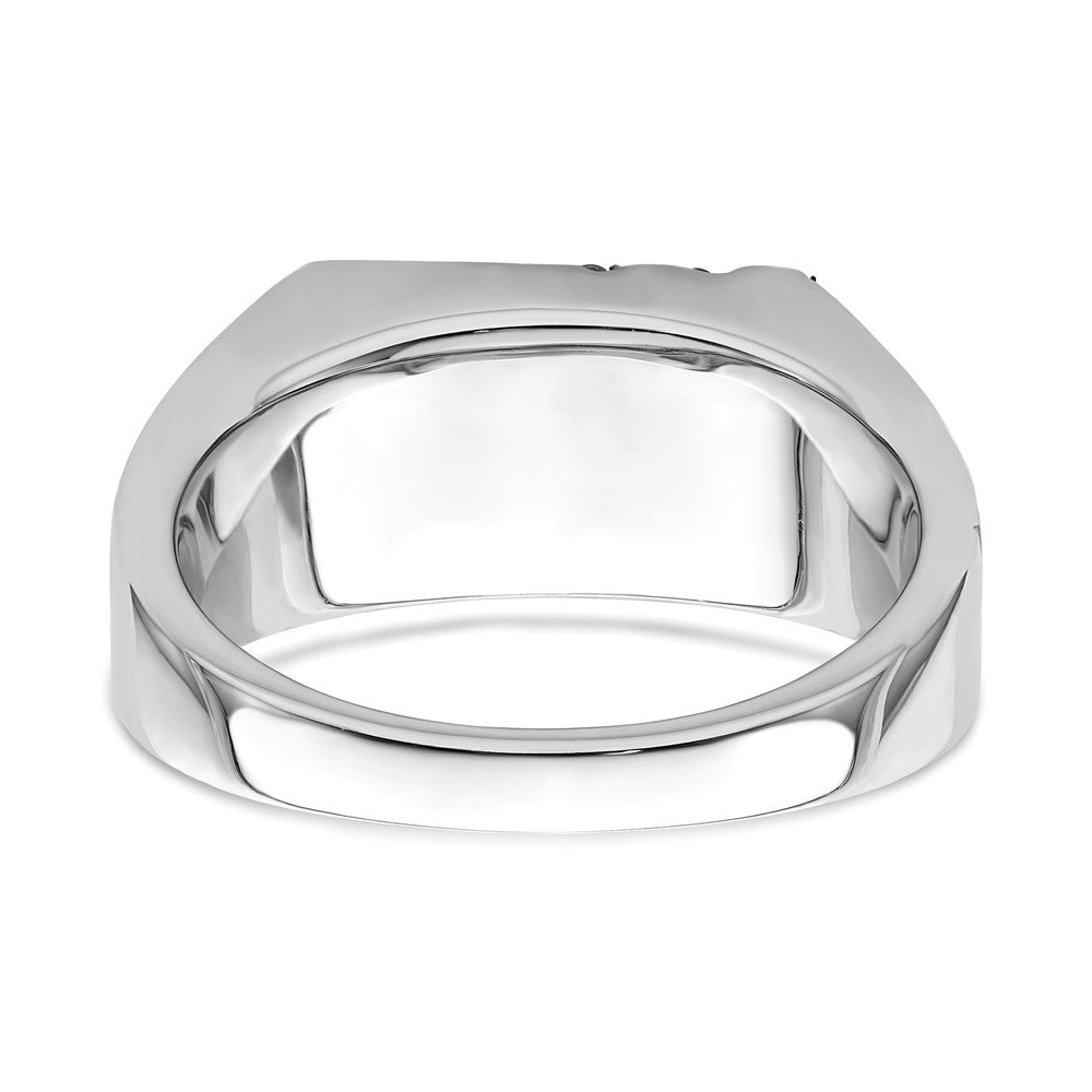 14k White Gold Polished & Satin Onyx & Diamond Mens Ring