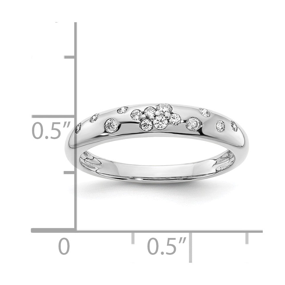 14K White Polished Diamond Sprinkle Ring