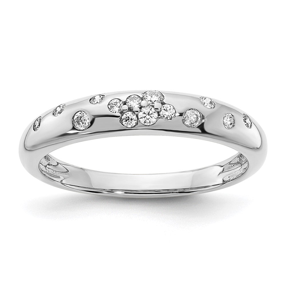 14K White Polished Diamond Sprinkle Ring