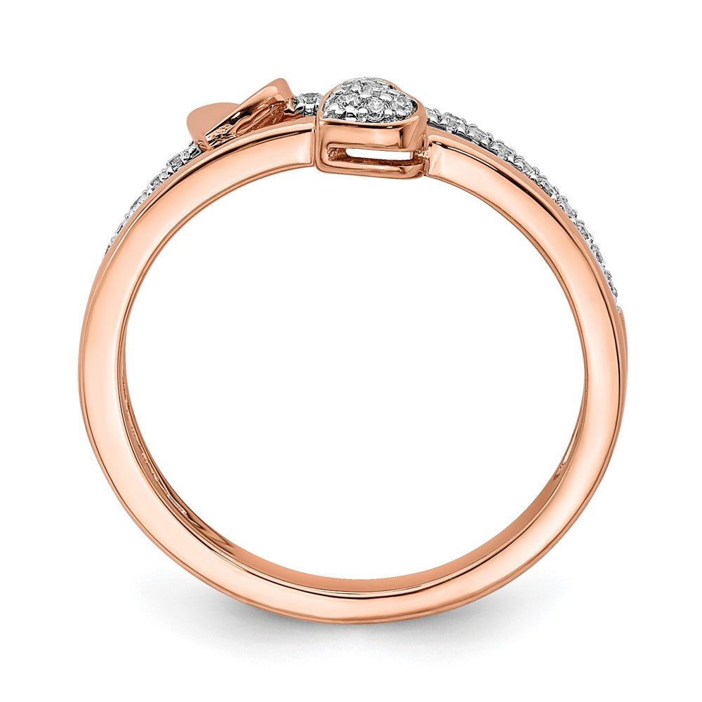 14k Rose Gold Polished Hearts Diamond Ring