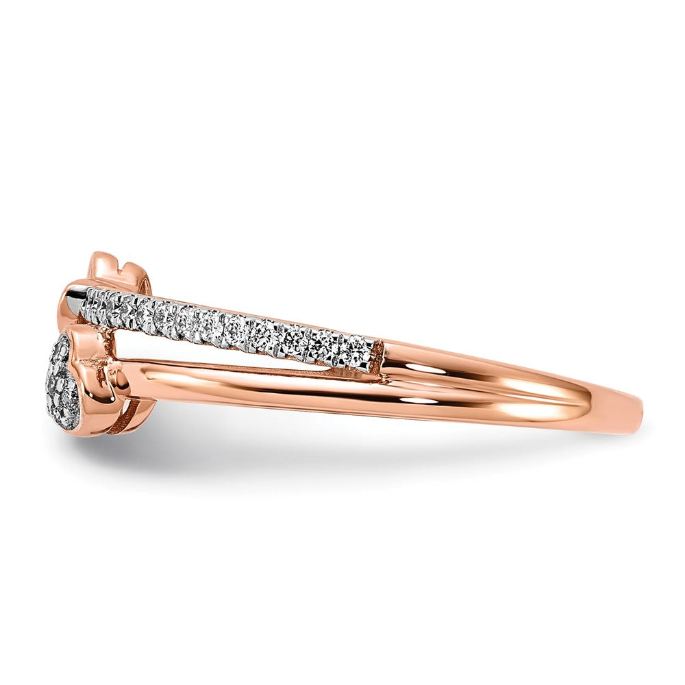 14k Rose Gold Polished Hearts Diamond Ring