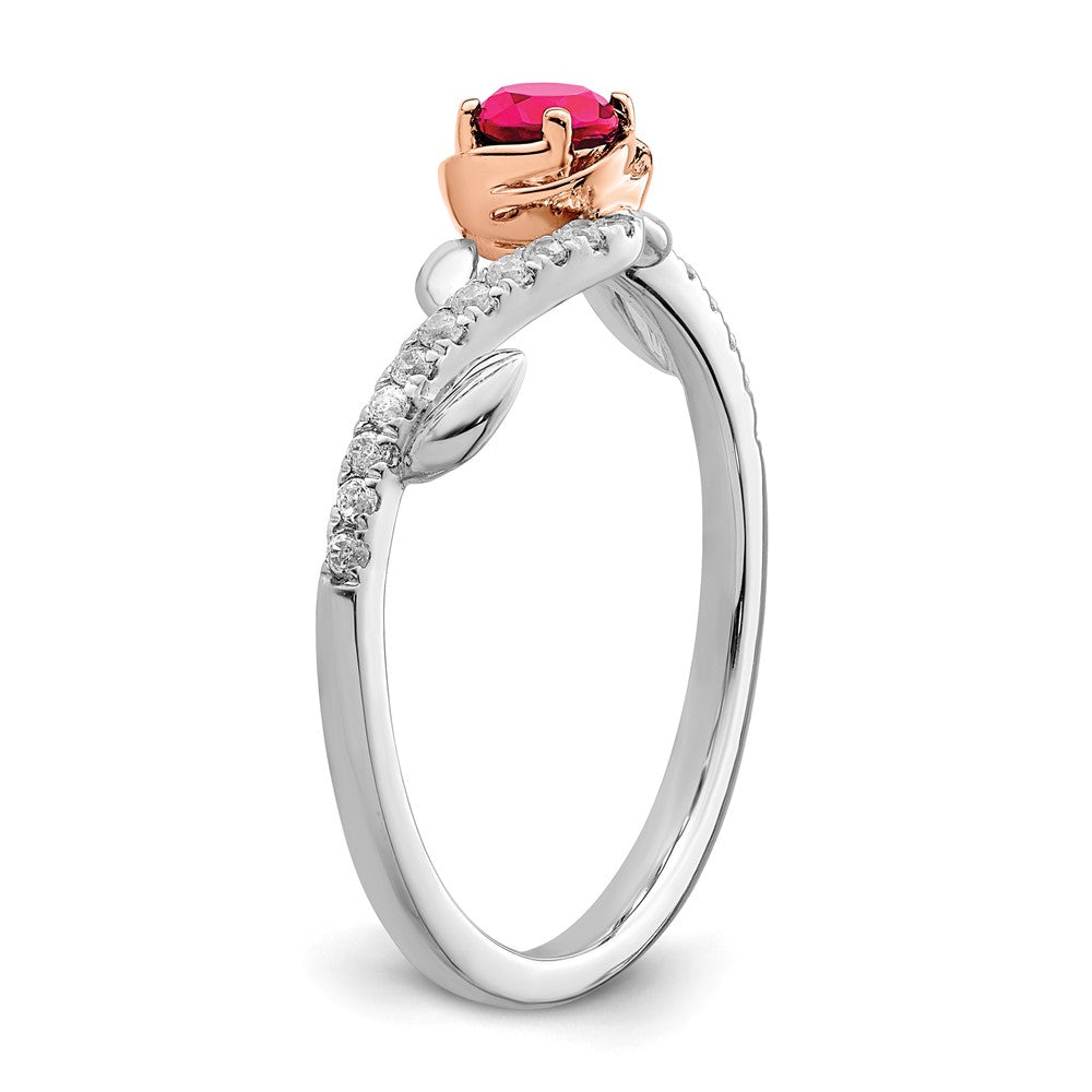 14k Two-tone Polished Rose Ruby and Diamond Ring