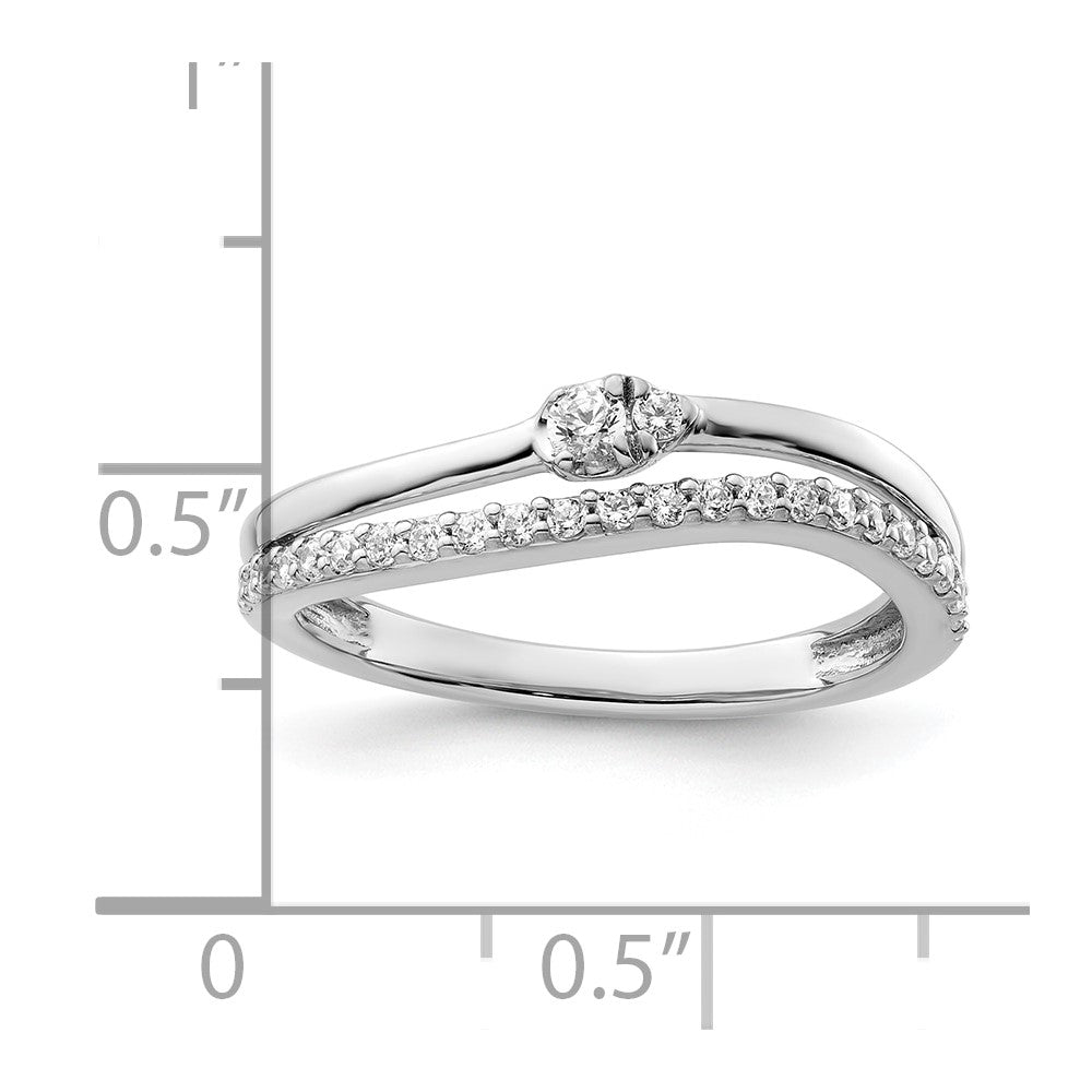 14K White Gold Polished Diamond Double Band Fashion Ring