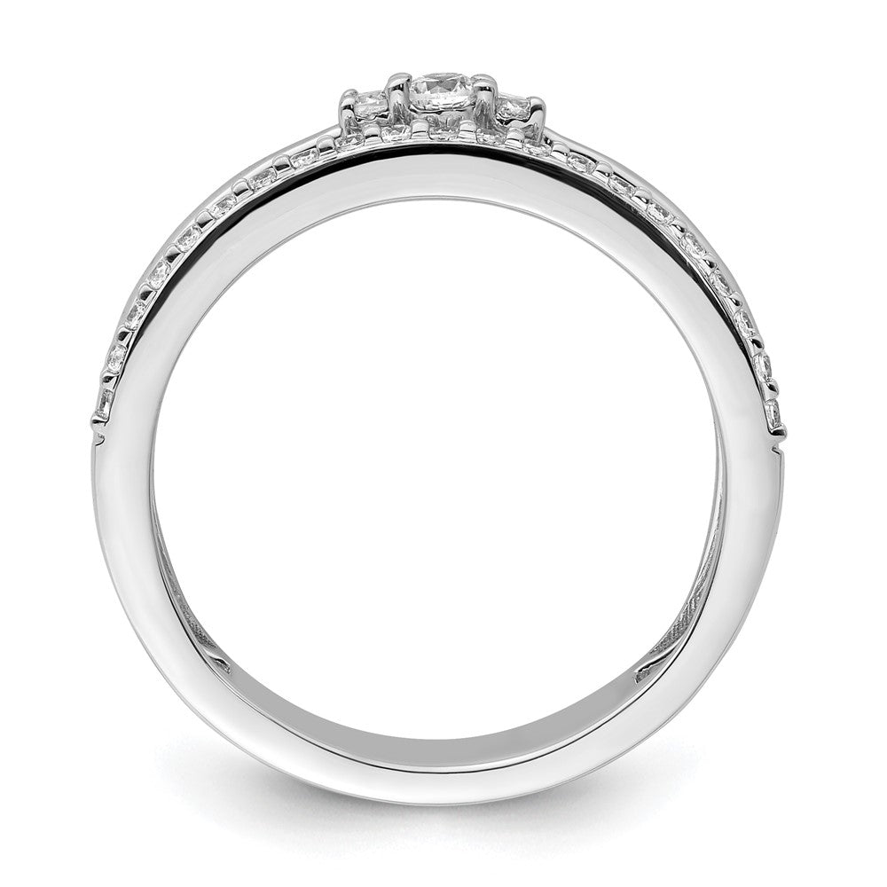14K White Gold Polished Diamond Double Band Fashion Ring