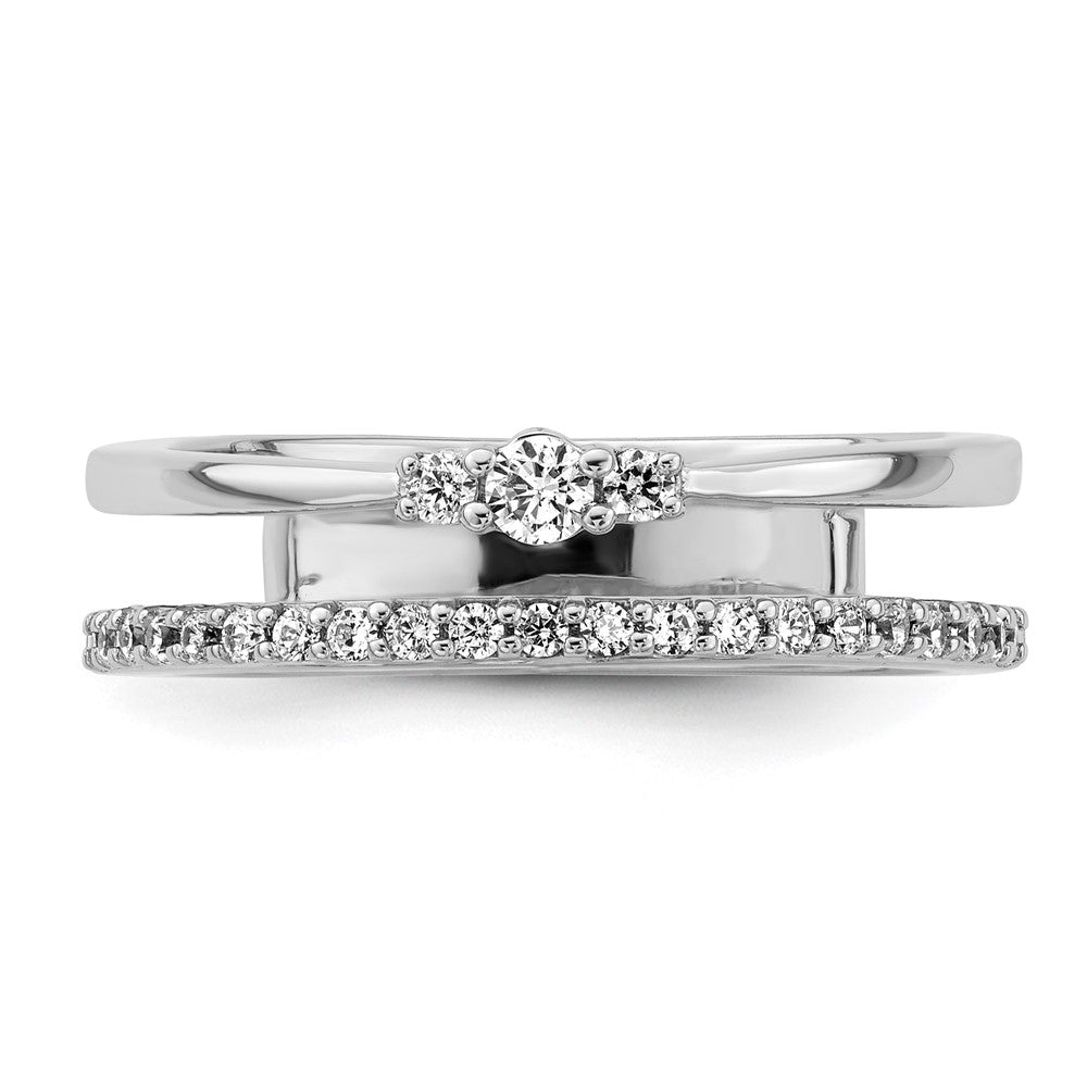 14K White Gold Polished Diamond Double Band Fashion Ring