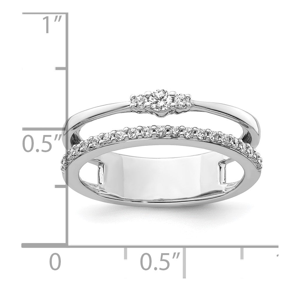 14K White Gold Polished Diamond Double Band Fashion Ring