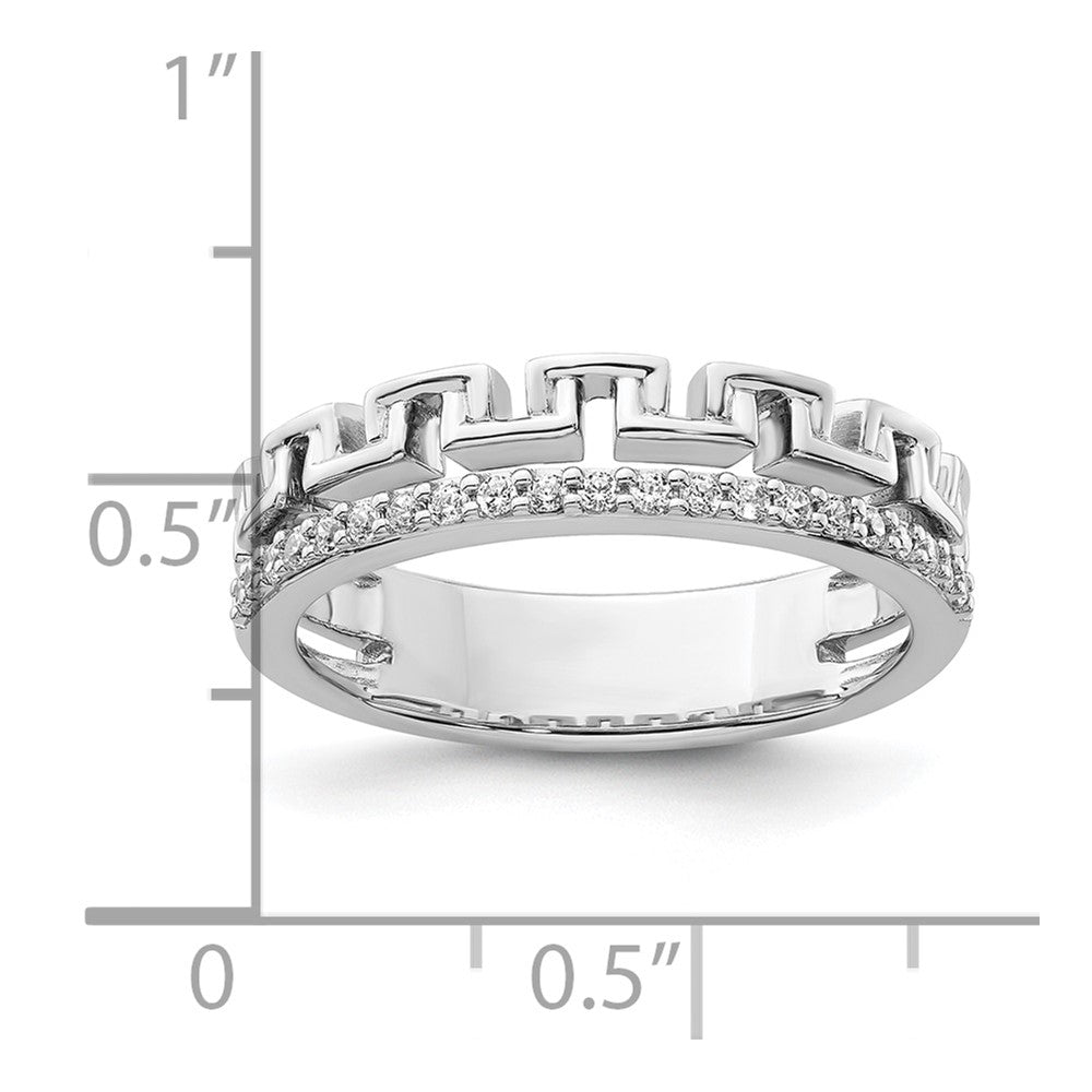 14K White Gold Polished Diamond Double Band Fashion Ring