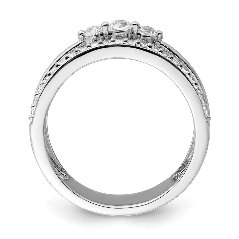14K White Gold Polished Diamond Double Band Fashion Ring