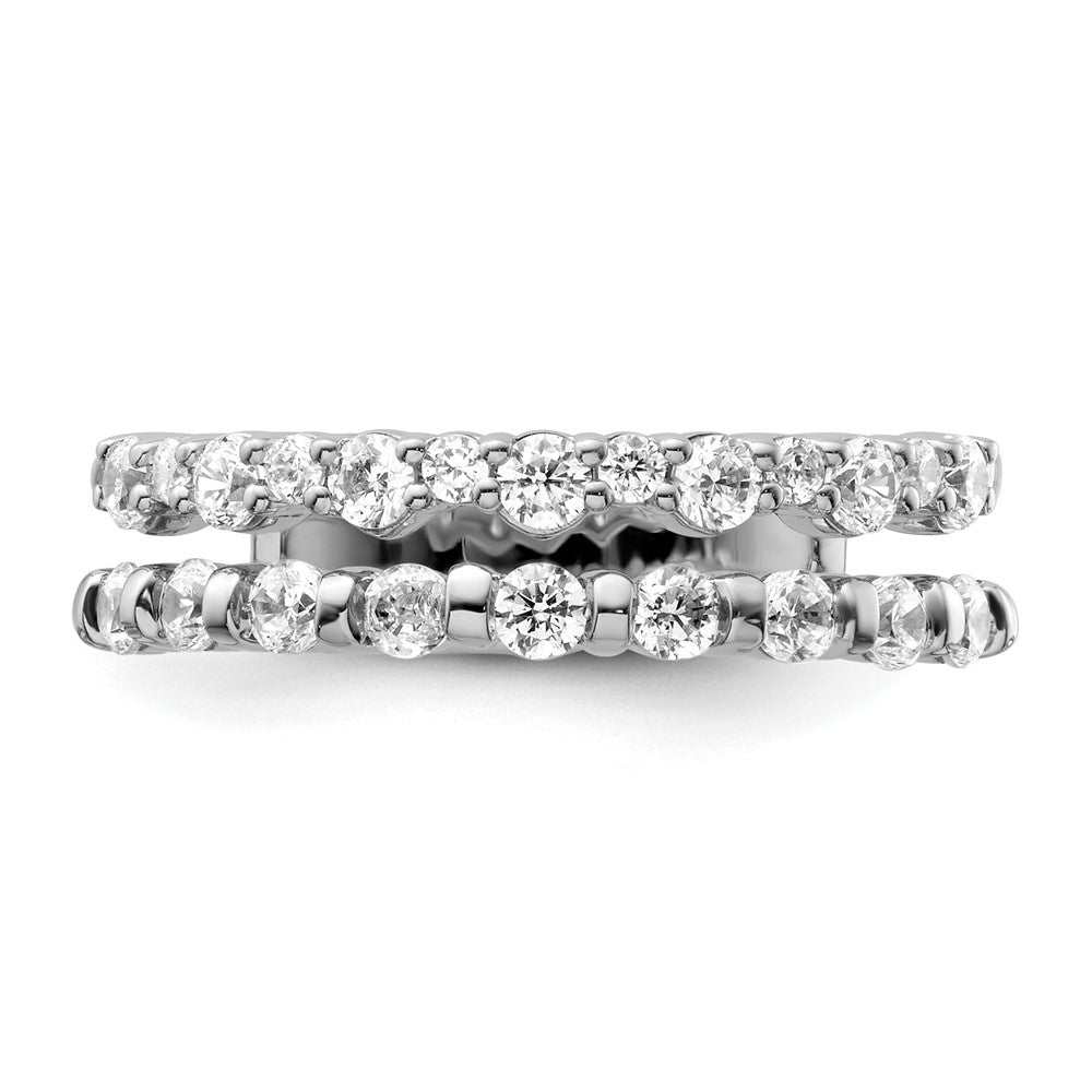 14K White Gold Polished Diamond Double Band Fashion Ring