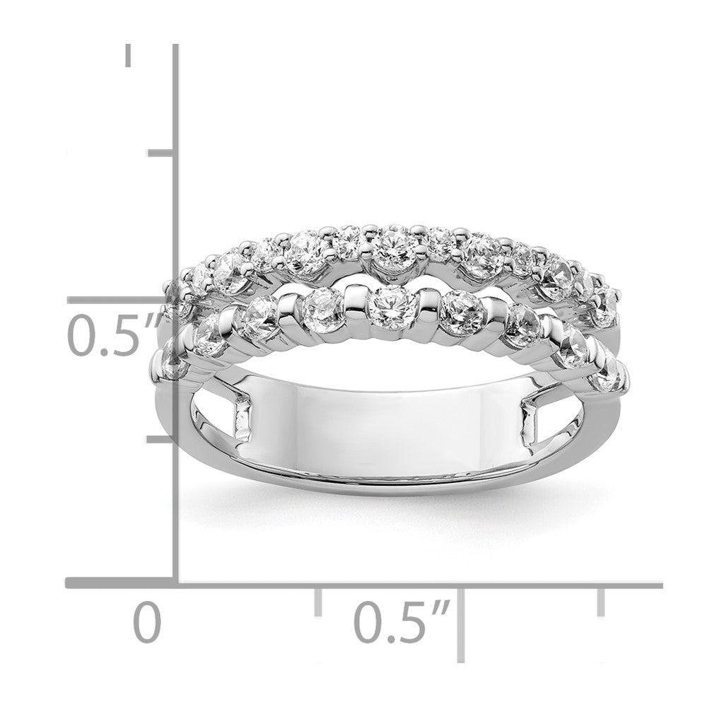 14K White Gold Polished Diamond Double Band Fashion Ring