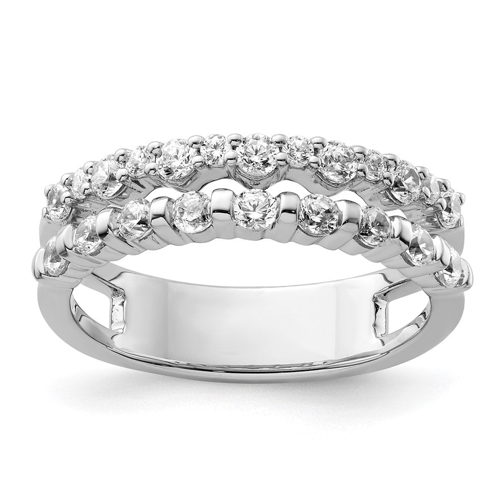 14K White Gold Polished Diamond Double Band Fashion Ring